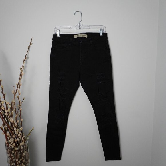 Denim Co. Black Distressed Skinny Jeans with Front Rips - Picture 3 of 5